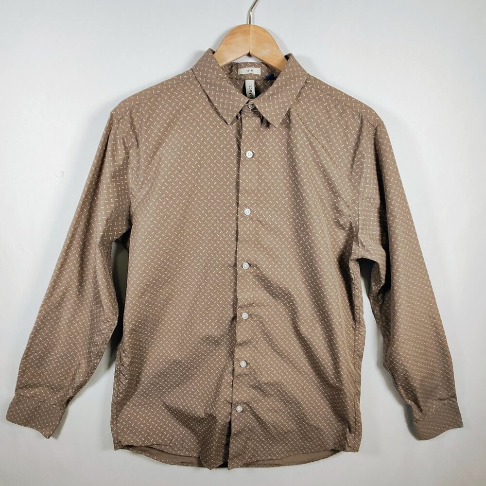 Artefact Slim Men's Large Brown Button-Down Long‎ Sleeve NWOT